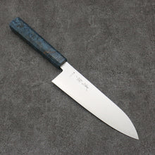  Seisuke Blue Super Migaki Polish Finish Santoku  180mm Stabilized wood Handle - Seisuke Knife