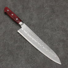  Seisuke Blue Super Hammered Gyuto  210mm Red Pakka wood Handle - Seisuke Knife