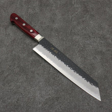  Seisuke Blue Super Hammered Kurouchi Kiritsuke Gyuto  210mm Red Pakka wood Handle - Seisuke Knife