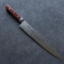  Seisuke Mokusei ZA-18 Mirrored Finish Damascus Sujihiki 240mm Brown Pakka wood Handle - Seisuke Knife