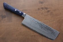  Kunihira Sairyu VG10 Damascus Nakiri 165mm Blue Pakka wood Handle - Seisuke Knife