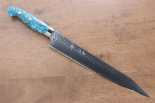  Yu Kurosaki Senko SG2 Hammered Sujihiki 240mm Turquoise Handle - Seisuke Knife