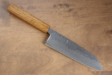  Seisuke Tsukikage AUS10 Migaki Finished Hammered Damascus Santoku 170mm with Oak Handle - Seisuke Knife