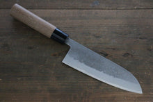  Seisuke Blue Steel No.2 Nashiji Santoku 165mm Chestnut Handle - Seisuke Knife