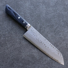  Kunihira Sairyu VG10 Damascus Santoku 170mm Navy blue Pakka wood Handle - Seisuke Knife