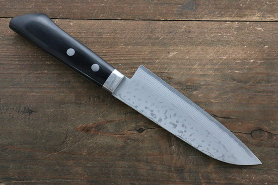 Kunihira Sairyu VG10 Damascus Small Santoku 135mm Black Pakka wood Handle - Seisuke Knife