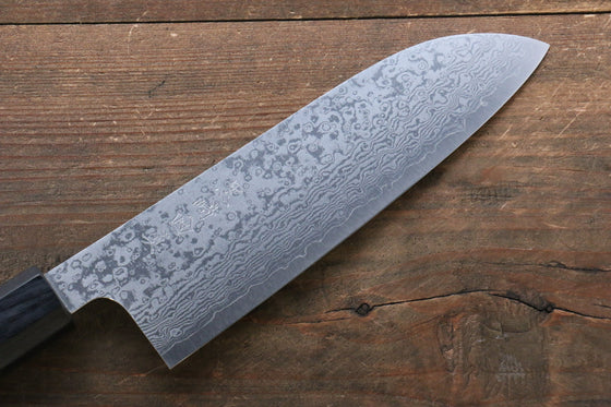 Makoto Kurosaki VG10 Damascus Santoku 165mm Ebony Wood Handle - Seisuke Knife