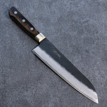  Seisuke Blue Super Black Santoku 180mm Brown Pakka wood Handle - Seisuke Knife