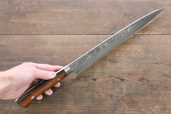 Takeshi Saji SG2 Black Damascus Sujihiki 240mm Ironwood Handle - Seisuke Knife