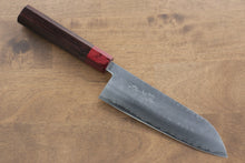  Kunihira VG1 Hammered Santoku 170mm with Shitan Handle and Red Pakkawood Ferrule - Seisuke Knife