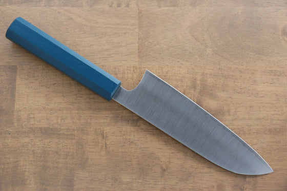 Makoto Kurosaki SG2 Migaki Finished Santoku 170mm with Blue Lacquered Handle - Seisuke Knife