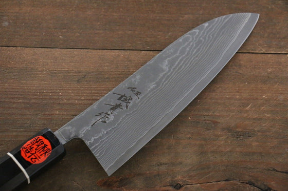 Shigeki Tanaka SG2 Black Damascus Santoku Japanese Chef Knife 165mm - Seisuke Knife