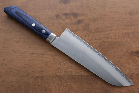 Kunihira VG1 Migaki Finished Santoku 170mm Blue Pakka wood Handle - Seisuke Knife