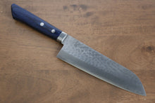  Kunihira Kokuryu VG10 Hammered Santoku 170mm Blue Pakka wood Handle - Seisuke Knife