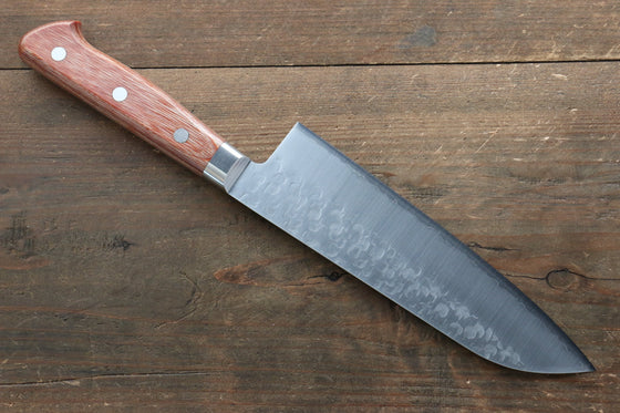 Takamura Knives Chromax Steel Hammered Santoku 170mm with Brown Pakka wood Handle - Seisuke Knife