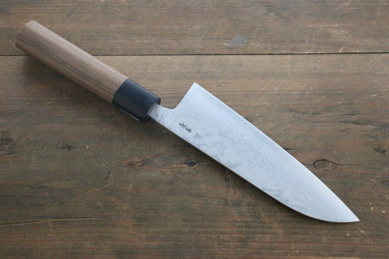Shigeki Tanaka Blue Steel No.2 Damascas Santoku Japanese Chef Knife 165mm - Seisuke Knife