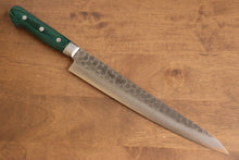  Sakai Takayuki VG10 17 Layer Damascus Sujihiki 240mm Green Pakka wood Handle - Seisuke Knife