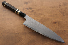  Jikko Blue Steel Damascus Gyuto 210mm with Ebony & Double Ring Handle - Seisuke Knife