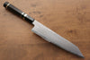 Jikko Blue Steel Damascus Kiritsuke Gyuto 210mm Ebony with Double Ring Handle - Seisuke Knife