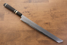  Jikko Blue Steel Damascus Sakimaru Sujihiki 300mm Ebony with Double Ring Handle - Seisuke Knife
