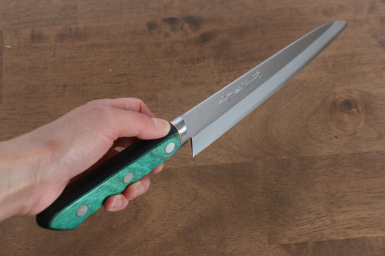 Sakai Kikumori Blue Steel No.1 Gyuto 175mm Green Pakka wood Handle - Seisuke Knife