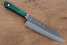  Sakai Kikumori Blue Steel No.1 Santoku 165mm Green Pakka wood Handle - Seisuke Knife