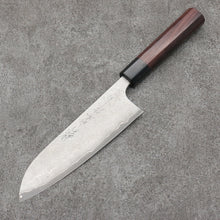  Nao Yamamoto VG10 Black Damascus Santoku Japanese Knife 165mm Shitan Handle - Seisuke Knife