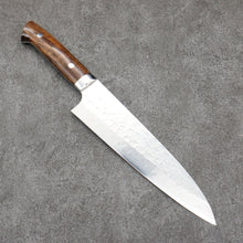  Takeshi Saji VG10 Hammered Damascus Cross Gyuto Japanese Knife 210mm Ironwood Handle - Seisuke Knife