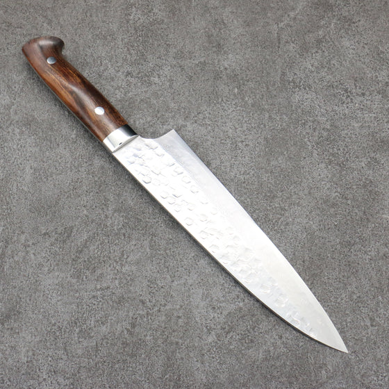 Takeshi Saji VG10 Hammered Damascus Cross Gyuto210mm Ironwood Handle - Seisuke Knife