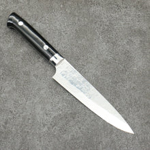  Takeshi Saji VG10 Hammered Damascus Cross Petty-Utility Japanese Knife 135mm Micarta (Cloud) Handle - Seisuke Knife