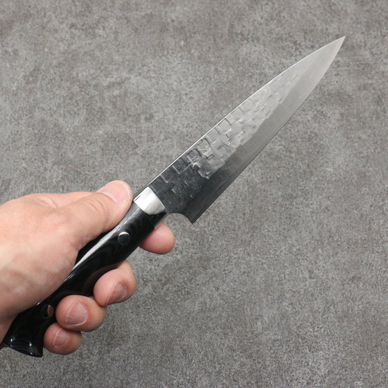 Takeshi Saji VG10 Hammered Damascus Cross Petty-Utility150mm Micarta (Cloud) Handle - Seisuke Knife