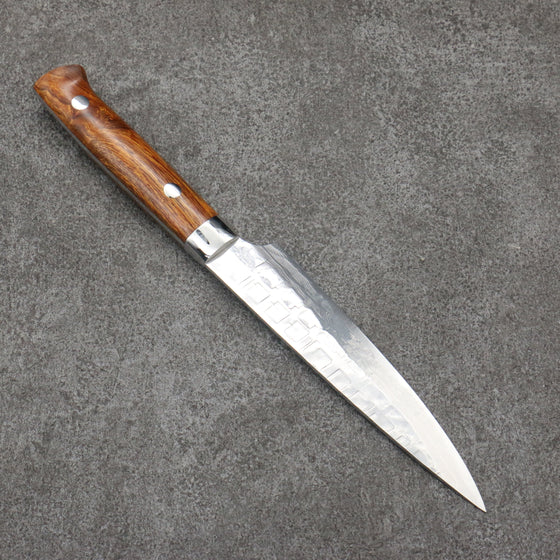 Takeshi Saji VG10 Hammered Damascus Cross Petty-Utility135mm Ironwood Handle - Seisuke Knife