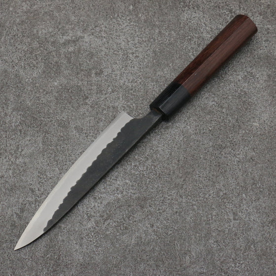 Nao Yamamoto Blue Steel Kurouchi Petty-Utility135mm Shitan (ferrule: Black Pakka wood) Handle - Seisuke Knife