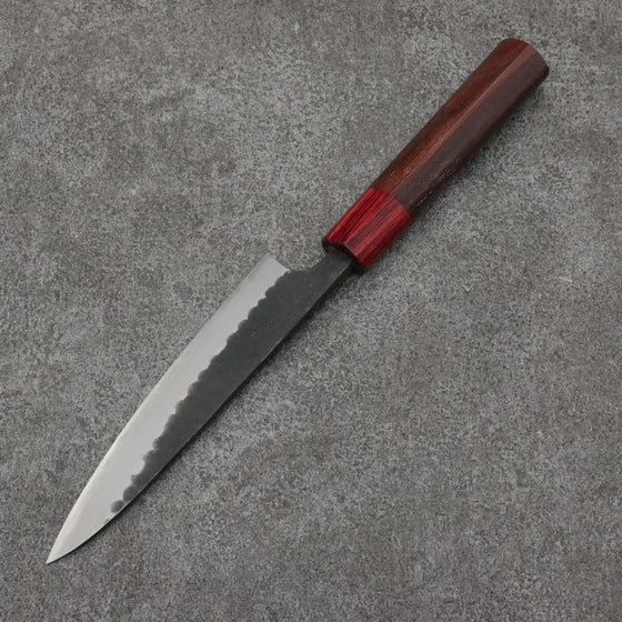 Nao Yamamoto Blue Steel Kurouchi Petty-Utility135mm Shitan (ferrule: Red Pakka wood) Handle - Seisuke Knife