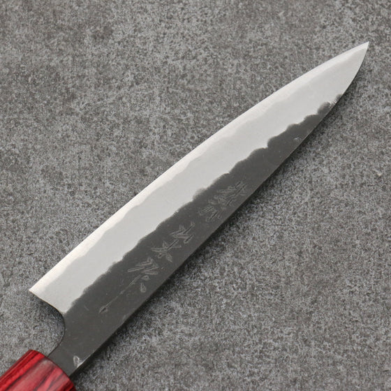 Nao Yamamoto Blue Steel Kurouchi Petty-Utility135mm Shitan (ferrule: Red Pakka wood) Handle - Seisuke Knife