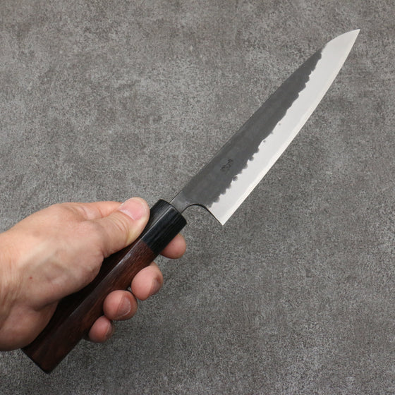 Nao Yamamoto Blue Steel Kurouchi Petty-Utility160mm Shitan (ferrule: Black Pakka wood) Handle - Seisuke Knife