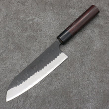  Nao Yamamoto Blue Steel Kurouchi Santoku Japanese Knife 170mm Shitan (ferrule: Black Pakka wood) Handle - Seisuke Knife