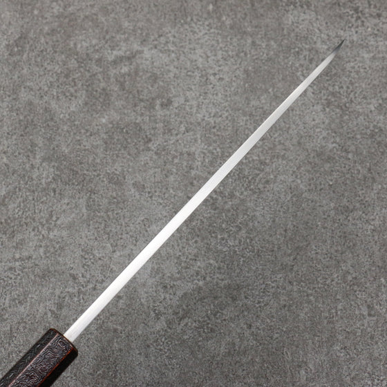 Hideo Kitaoka White Steel No.2 Damascus Mioroshi Deba195mm Oak with Black Silver Lacquer Handle - Seisuke Knife