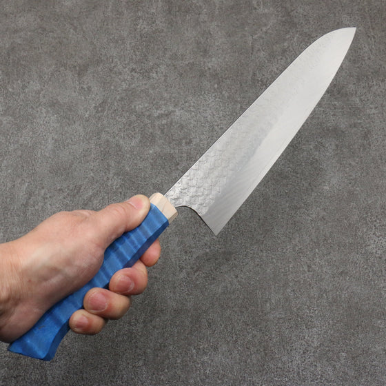 Yoshimi Kato Minamo SG2 Hammered Gyuto  240mm Western style (blue) Handle - Seisuke Knife