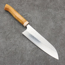  Yoshimi Kato Minamo SG2 Hammered Santoku  170mm Western style (yellow) Handle - Seisuke Knife