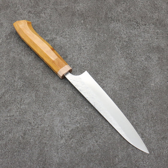 Yoshimi Kato Minamo SG2 Hammered Petty-Utility  150mm Western style (yellow) Handle - Seisuke Knife