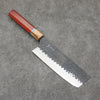 Yoshimi Kato Blue Super Hammered Black Finished Nakiri 165mm Padoauk & Turquoise Handle - Seisuke Knife