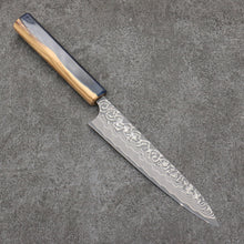  Yoshimi Kato SG2 Black Damascus Petty-Utility  150mm Olive Tree and Resin Handle - Seisuke Knife