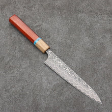  Yoshimi Kato SG2 Black Damascus Petty-Utility  150mm Padoauk(Turquoise Ring) Handle - Seisuke Knife