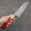 Yoshimi Kato SG2 Black Damascus Santoku  170mm Padoauk(Turquoise Ring) Handle - Seisuke Knife