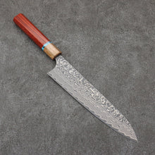  Yoshimi Kato SG2 Black Damascus Gyuto  210mm Padoauk(Turquoise Ring) Handle - Seisuke Knife