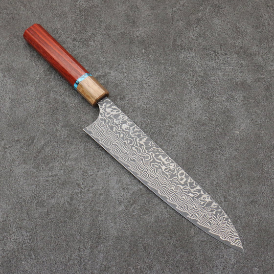 Yoshimi Kato SG2 Black Damascus Gyuto  210mm Padoauk(Turquoise Ring) Handle - Seisuke Knife