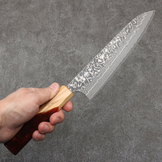 Yoshimi Kato SG2 Black Damascus Gyuto  210mm Olive Tree and Resin Handle - Seisuke Knife
