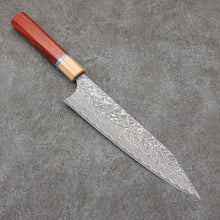  Yoshimi Kato SG2 Black Damascus Kiritsuke Gyuto  210mm Padoauk(Turquoise Ring) Handle - Seisuke Knife