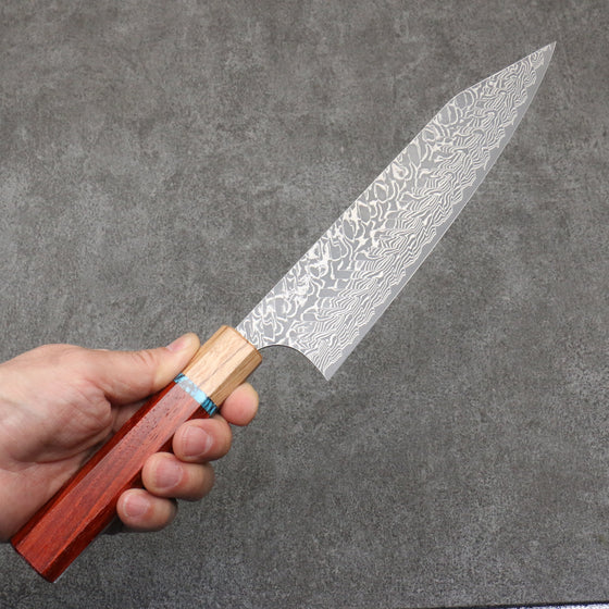 Yoshimi Kato SG2 Black Damascus Kiritsuke Gyuto  210mm Padoauk(Turquoise Ring) Handle - Seisuke Knife